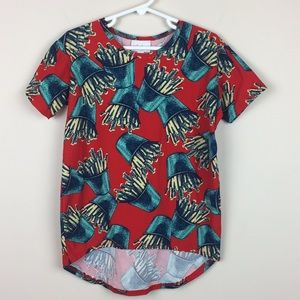 🍟 LuLaRoe - Gracie - Fries Print High-Low Hem Tee